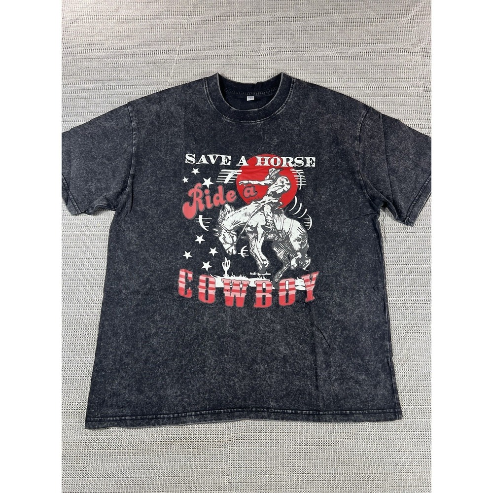 Save A Horse Ride A Cowboy T-Shirt‎ Black Size Small